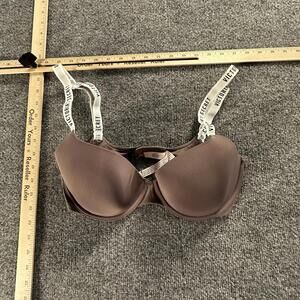 Victoria's Secret T-Shirt Lightly Lined Scoop Demi Bra Logo Strap 34DD #532